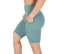 Yogalicious Womens High Waisted Biker Shorts Workout Running Spandex Yoga Shorts 3.5", 5", 7", 9", Chinois Green 9", S