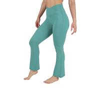 Yogalicious Womens High Waisted Flare Legging Squat Proof Yoga Bootcut Wide Leg Crossover Pant, North Sea 31.5", Large