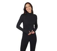 Yogalicious Womens Lux Crosstrain Everyday Half Zip Jacket with Thumbholes, Black, L