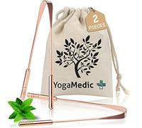 YogaMedic 2-Pack 100% Copper Tongue Scraper & Cleaner with Travel Case - Tongue Cleaning Tool, Fresher Breath, Tongue Cleaner for Adults & Kids - Tounge Brush for Better Oral Hygiene - U Shape