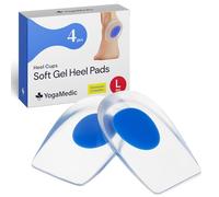YogaMedic Gel Heel Pads - 2 Pairs (4 Pieces) of Gel Cups for Comfort, Plantar Fasciitis, Achilles Tendonitis & Spur Pain Cushioned Support System - Pressure Relief Inserts (Size: 40-45) - Heel Support