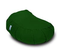 Yogan Crescent Yoga Cushion/Meditation Cushion | Natural Buckwheat Hulls Filling | Outer Cover (Could be Removed and Washed) - Made of 100% Organic Cotton (Natural Green)