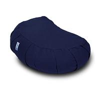 Yogan Crescent Yoga Cushion/Meditation Cushion | Natural Buckwheat Hulls Filling | Outer Cover (Could be Removed and Washed) - Made of 100% Organic Cotton (Navy Blue)