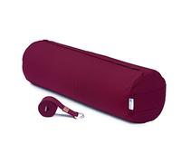 Yogan Yoga Bolster with a Yoga Belt/Strap | Natural Buckwheat Hulls Filling | Outer Cover (Could be Removed and Washed) - Made of 100% Organic Cotton (Burgundy)