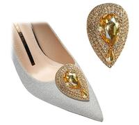 YOGAYE 2pcs Detachable Shoe Clips Water Drop Shape Shoe Embellishment Rhinestone Metal Shoe Buckle for Ladies Wedding Party