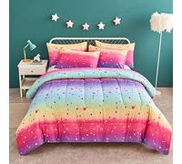 Yogeneg Colorful Polka Dots Kids Comforter Sets Twin Size for Teen Girl Women, Circles Printed Rainbow Comforter with Pillowcase, Ultra Soft Microfiber 2 Piece Bedding Set,All Season (Rainbow C, Twin)