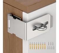 YogePote 90 Degree Hasp Latch, File Cabinet Lock Kit, Silver-1pc | Heavy Duty 304 Stainless Steel Padlock Hasp Lock for Right Angle File Cabinet, Desk Drawer, Tool Box, Mailbox, Bookcase