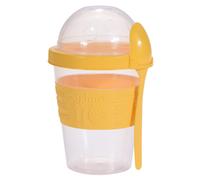 Yoghurt Cup Pots & Spoon Breakfast Overnight Oats Cereal Food Container 600ml