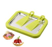 Yoghurt Machine - 8.66 x 6.89 x 1.38 Inch Rolled Ice Bowl, Cold Ice Plate, Portable Food Grade Stainless Steel Bar Accessories with 2 Scrapers for Shop, Party, Outdoor, Kitchen, Cafe, Home