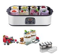 Yoghurt Maker 1400ml with 8 Glass Jars,Electric Yogurt Maker Portable,LED Display Adjustable Temp(68-131°F) & Timer,Yoghurt Maker Machine for Making Organic Yogurt,Natto,Homemade Desserts (8 Jars)
