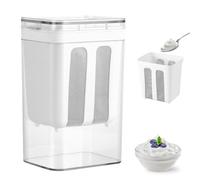 Yoghurt Maker, 1800 ml Capacity Bowl Greek Yoghurt Strainer, Fine Filter Strainer with Lid, Leak-Proof and Reusable, Yoghurt Maker for Making Thick Greek Yoghurt Soybean Milk (1800ML)