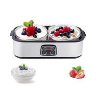Yoghurt Maker Machine 2000ML - Electric Yogurt Maker with 2 Glass Jars, Adjustable Temperature & 48H Timer | for Dairy & Non-Dairy Probiotic Yogurt Making (2pcs)