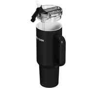 Yogi 30oz Tumbler with Straw - Onyx | Ceramic lined, nickel allergy safe, ergonomic handle, leakproof Flip and Sip lid, reusable straw, vacuum insulated steel