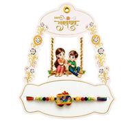 Yogi Impex Premium Om Rakhi for Brother | Multicolor Beaded Rakhi with Gold-Tone Om Charm | Traditional Raksha Bandhan Sacred Thread | Spiritual Festival Gift with Decorative Card