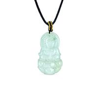 Bling Jewelry Yogi Protection Amulet Long Boho Fashion Statement Spiritual Malaysia Green Jade Chalcedony r Carved Buddha Pendant Necklace for Women Teens Men Black Cord 16-24"