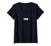 Yogi V-Neck T-Shirt, Women, Black, XXL