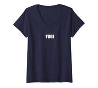 Yogi V-Neck T-Shirt, Women, Navy, XXL