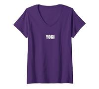 Yogi V-Neck T-Shirt, Women, Purple, XXL