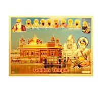 Yogic Mantra Golden Temple Waheguru Guru Nanak Photo | Unframed 5x7 Inch | 180 GSM Gold Foil Paper | Embossed Printing | 10 Gurus of Sikh Photo Wall Decor Poster Art Gift | Home Mandir Office Temple