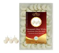 Yogic Mantra Vanaspati Ghee Wicks (50 Pcs. Diya Batti) Handmade Ghee Dipped Cotton Wicks Jyot for Aarti, Home Puja, Diwali Pooja, Daily Pujan Jyoti & Havan Yagya Samagri