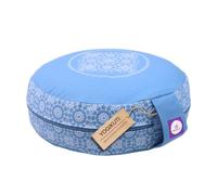 Yogikuti 100% Cotton Meditation Cushion (Round) with Handle | Firm & Comfortable Yoga Cushion | Removable Washable Cover | Floor Seating Support for Meditation, Yoga & Pranayama (Sky Blue)