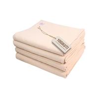 Yogikuti Iyengar Cotton Yoga Blanket Set of Four, Handwoven, Unbleached Cotton, 203.2 cm x 152.4 cm, White