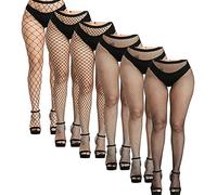 YOGINGO 6 PCS Fishnet Tights Black, Fishnet Stockings Pantyhose Fishnet High Waist Women's Tights