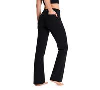 Yogipace,2 Back Pockets,29"/31"/33"/35"/37" Inseam, Women's Bootcut Yoga Pants Workout Pants,Petite/Regular/Tall Length, 27" Inseam, Size S, Black