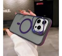 YOGISU For iPhone 13 Pro MaxLuxury Transparent Acrylic Shockproof Magnetic Case Lens Ring Holder Cover(For iPhone 13 Pro Max/Purple)