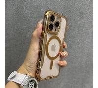 YOGISU For iPhone 14 PlusBlade Mecha Soft Tpu Plating Case Transparent Wrist Strap Cover(For iPhone 14 Plus/Gold DanKe)