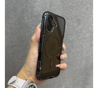 YOGISU For iPhone 16 PlusBlade Mecha Soft Tpu Plating Case Transparent Wrist Strap Cover(For iPhone 16 Plus/Black DanKe)