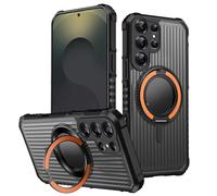 YOGISU For Samsung S22 Ultra Shockproof Armor Case Charge Stand Cover(For Samsung S22 Ultra/Orange)