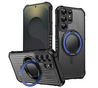 YOGISU For Samsung S24 Ultra Shockproof Armor Case Charge Stand Cover(For Samsung S24 Ultra/Dark Blue)