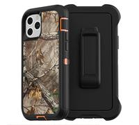 YOGISU Heavy Duty Protection Case For iPhone 13 12 11 Pro Max X XS XR Camo Tree Forest Hybrid Armor Phone Cases Cover Belt Clip,For iphone 13mini,Orange Leaf