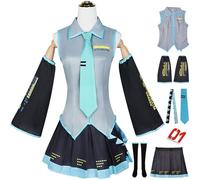 YOGLY Miku Costume Women Cosplay Virtual Idol H'atsune M'iku JK Uniform Set and Accessories for Carnival Halloween Party Birthday Masquerade Anime Show Costume