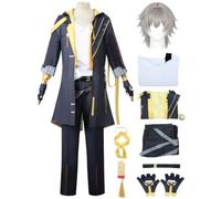 YOGLY Trailblazer Caelus Cosplay Costume Men Fancy Dress Up Star Rail Caelus Full Outfit and Wig for Carnival Halloween Party Masquerade Anime Show Performance Costume