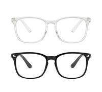 Yogo Vision 2 Pack Blue Light Blocking Computer Glasses Anti Glare Elegant Style Reduce Eyestrain for Screens and Computers Men and Women Set of Crystal Clear and Black Clear