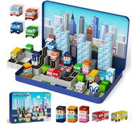 YOGOHEE Magnetic City Building Blocks - Slim Tin Box Travel Toy for Boys