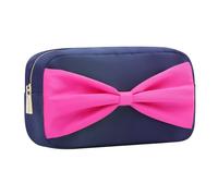YogoRun Travel Essentials Makeup Bag for Women Water-resistant Toiletry Organizer Nylon Cosmetic Pouch Preppy Stuff, NavyBlue-Bow, M, International