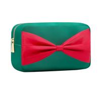 YogoRun Travel Essentials Makeup Bag for Women Water-resistant Toiletry Organizer Nylon Cosmetic Pouch Preppy Stuff, Green-Bow, Medium