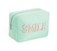YogoRun Travel Essentials Makeup Bag for Women Water-resistant Toiletry Organizer Nylon Cosmetic Pouch Preppy Stuff, Mint-Smile, XL
