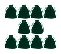 YOGOTEU 10 Pieces Velvet Dice Bags Drawstring Jewelry Storage Bags Small Candy Bags Party Supplies, green