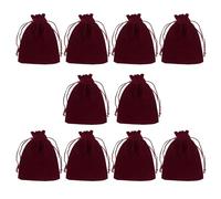 YOGOTEU 10 Pieces Velvet Dice Bags Drawstring Jewelry Storage Bags Small Candy Bags Party Supplies, wine red