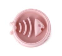 YOGOTEU Bowl,Cats Dogs Slow Feeding Bowl Fish Shape Plastic Bowl with Skidproof Bottom Cats Food Bowl for Solid Food Easily Washing, 21*4.5cm, Pink