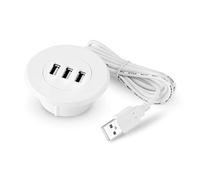 YOGOTEU USB 2.0 Splitter with 3 Ports for Mobile Phones and Tablets, Suitable for Office, Home, Desk, 2 Inch Hole White