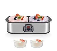 Yogurt Maker 2000ml with 2 x 1000ml Glass Jars, LED Display, Adjustable Temp & Timer, Electric Yoghurt Maker Machine for Making Organic Yogurt, Natto, Healthy Homemade Desserts