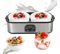 Yogurt Maker, 2L Yoghurt Maker with 2 Glass Jars, Stainless Steel Automatic Yogurt Maker Machine with Adjustable Time & Temperature Control for Homemade Probiotic Yogurt, Fermentation