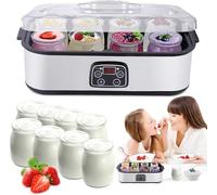 Yogurt Maker, Automatic Digital Machine with Timer & Temperature Control, Stainless Steel Probiotic Yogurt Makers with 8 Glass Jars