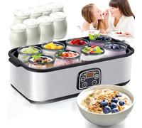 Yogurt Maker, Automatic Digital Yoghurt Machine with 8 Glass Jars, Stainless Steel Probiotic Yogurt Maker with Temperature Control & LCD Display