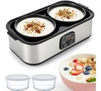 Yogurt Maker, Electric Yogurt Maker with 2 Glass Jars, Adjustable Time & Temp Control, for Homemade Probiotic Yogurt, Natto, Fermentation